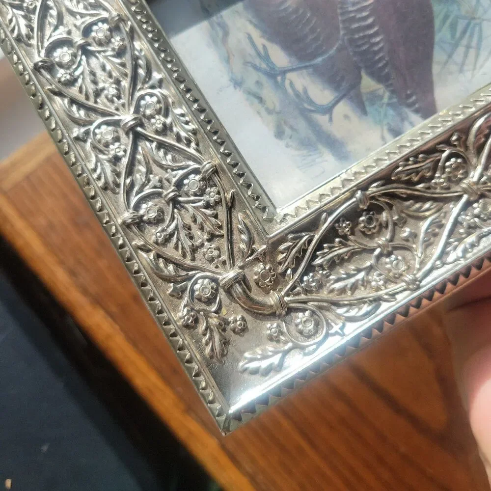 Vtg Ornate Picture Frame Lot 3.5x5 4x6 Baroque Rococo Silver Tone Resin Tabletop